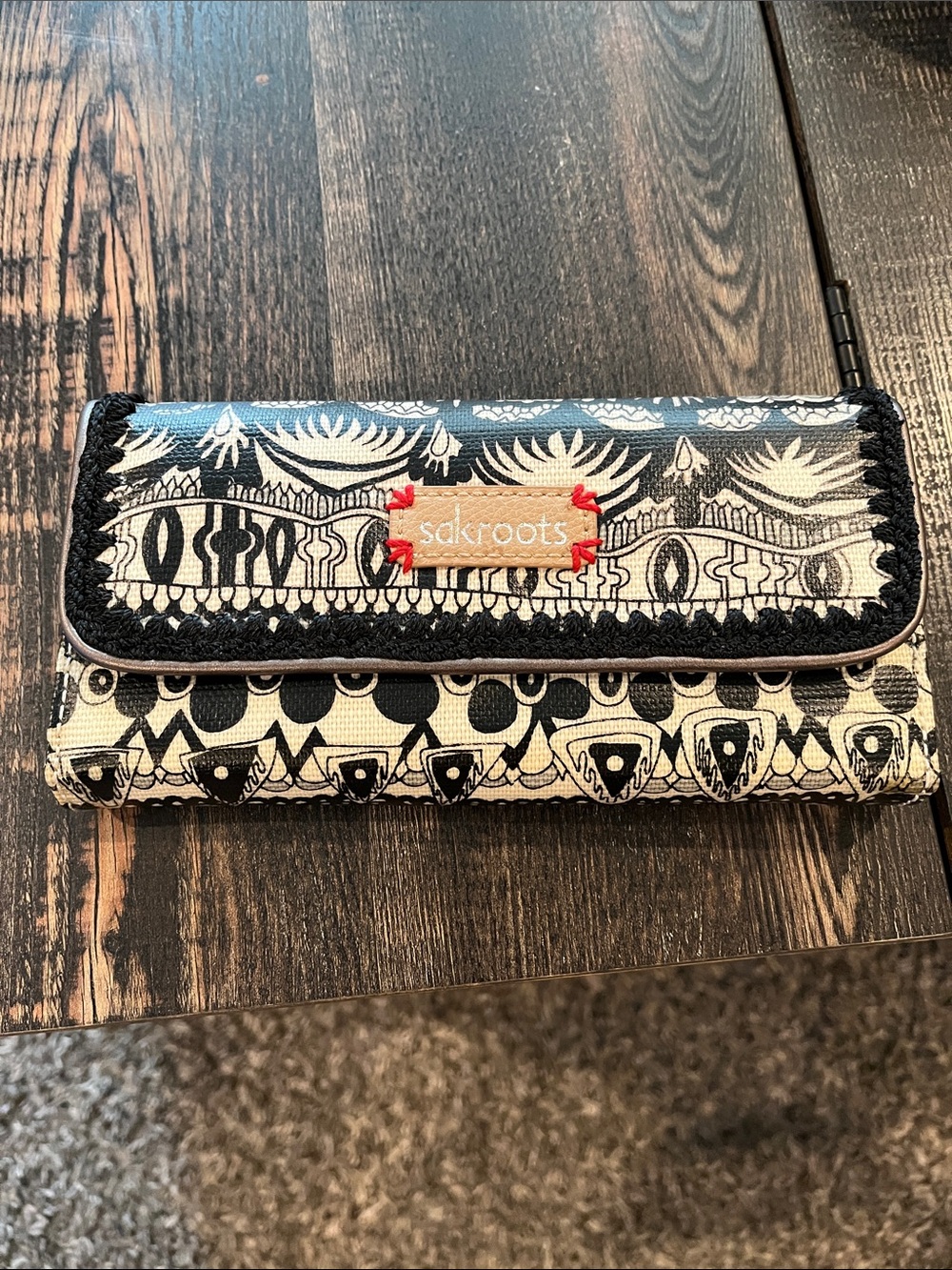 Sakroots Black & White Patterned Zip Wallet